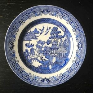 Vintage Willow Broadhurst Staffordshire Japanese Scene White&Blue Dinner Plate